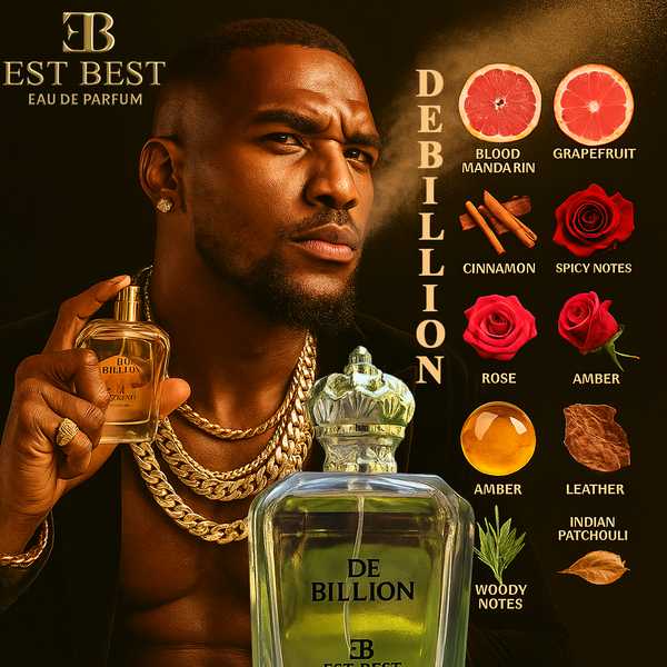 DE BILLION Eau De Parfum for Men – Bold Luxury Scent with Blood Mandarin, Grapefruit, Cinnamon & Amber | EST BEST 100ml Made in UAE (EB019)