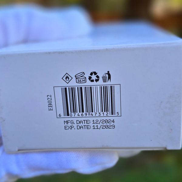 Bottom view of DELICIOUSLY YOU perfume box showing barcode, batch number, and expiry date.