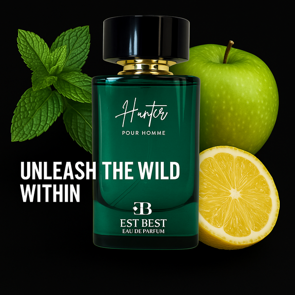 EST BEST Hunter Eau De Parfum – bottle with lemon, apple, vanilla notes