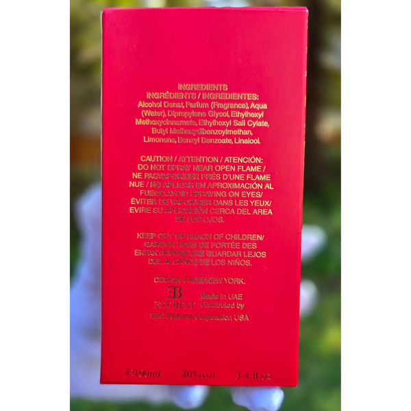 INTENSE ROUGE perfume ingredients and caution label – EST BEST designed in New York