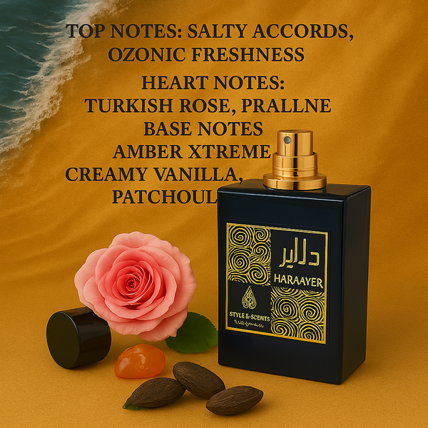 HARAAYER Eau De Parfum – Amber Floral Perfume for Women with Turkish Rose, Praline, Vanilla, Patchouli & Amber Xtreme | Elegant Warm Long-Lasting Fragrance 100ML – Made in UAE (MDO001)