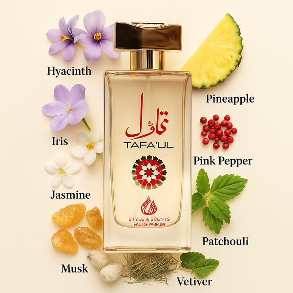 TAFA’UL Eau De Parfum – Fresh Floral Woody Perfume for Women with Hyacinth, Pineapple, Iris, Jasmine, Amber & Patchouli | Long-Lasting Elegant Daytime Fragrance 100ML – Made in UAE (MDO005)