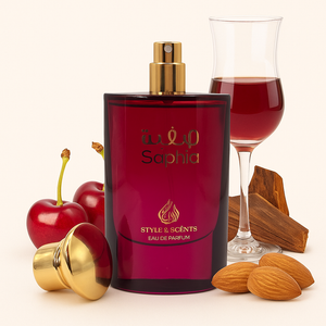 SAPHIA Eau De Parfum – Floral Gourmand Perfume for Women with Black Cherry, Rose, Almond, Vanilla, Tonka Bean & Cinnamon | Sweet, Warm & Long-Lasting Luxury Fragrance 100ML – Made in UAE (MDO006)