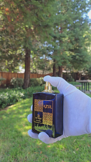 Close-up of AZUL bottle outdoors in sunlight — perfect for homepage banner or product listing loop.