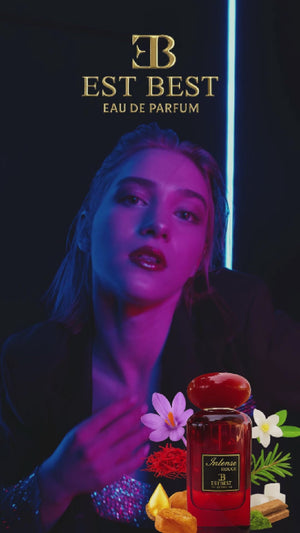 INTENSE ROUGE Eau de Parfum – Seductive Amber Floral Fragrance for Women 100ml Designed for confident, magnetic women with sensual energy, crafted in the UAE using premium French fragrance oils (EB026)